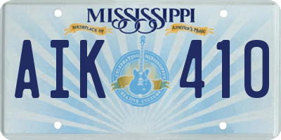 MS license plate AIK410