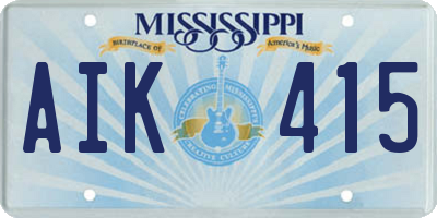 MS license plate AIK415