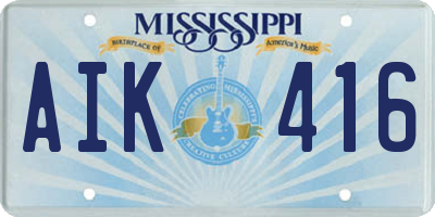 MS license plate AIK416