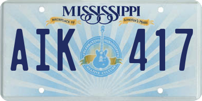 MS license plate AIK417