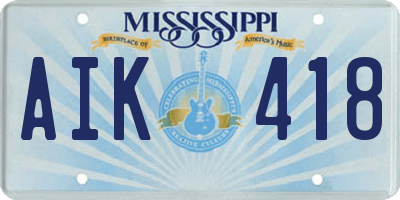 MS license plate AIK418