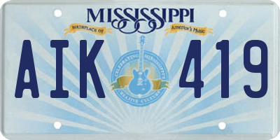 MS license plate AIK419