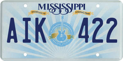 MS license plate AIK422