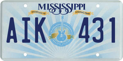 MS license plate AIK431