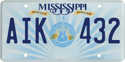 MS license plate AIK432