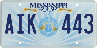 MS license plate AIK443
