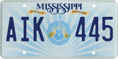MS license plate AIK445