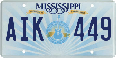 MS license plate AIK449