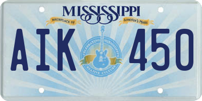 MS license plate AIK450