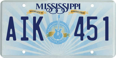 MS license plate AIK451