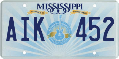 MS license plate AIK452