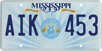 MS license plate AIK453