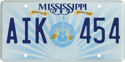 MS license plate AIK454