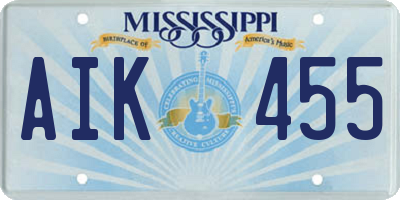 MS license plate AIK455