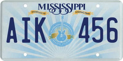 MS license plate AIK456