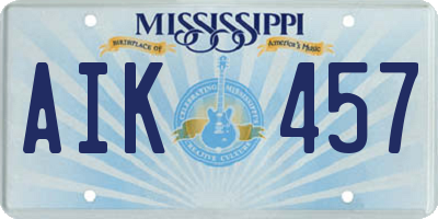 MS license plate AIK457