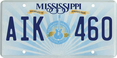 MS license plate AIK460