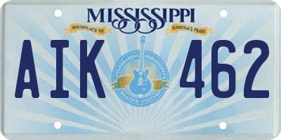 MS license plate AIK462