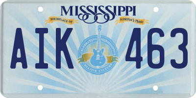 MS license plate AIK463