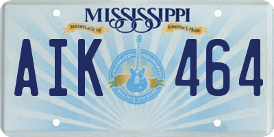 MS license plate AIK464