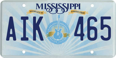 MS license plate AIK465