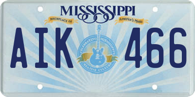 MS license plate AIK466