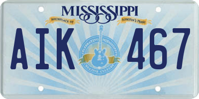 MS license plate AIK467