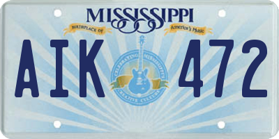 MS license plate AIK472