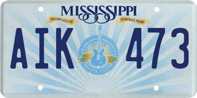 MS license plate AIK473