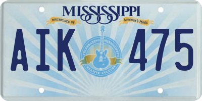 MS license plate AIK475