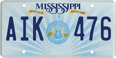 MS license plate AIK476