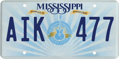 MS license plate AIK477