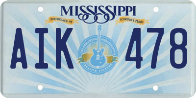 MS license plate AIK478