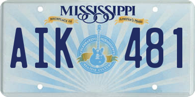 MS license plate AIK481