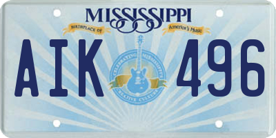 MS license plate AIK496