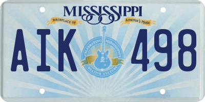 MS license plate AIK498