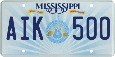 MS license plate AIK500