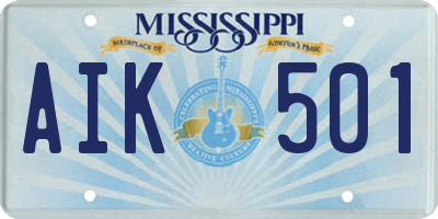 MS license plate AIK501