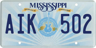 MS license plate AIK502