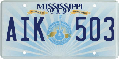 MS license plate AIK503
