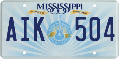 MS license plate AIK504