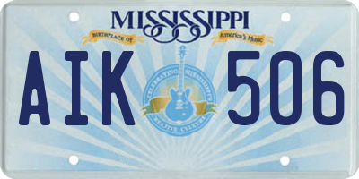 MS license plate AIK506