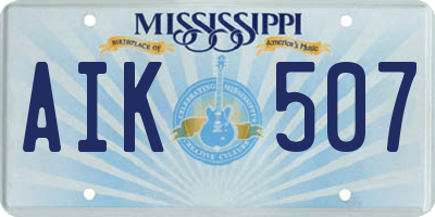 MS license plate AIK507