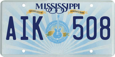 MS license plate AIK508