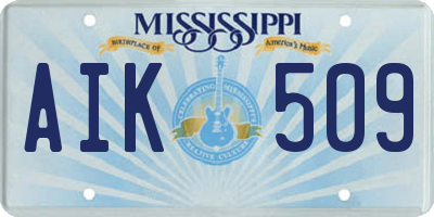 MS license plate AIK509