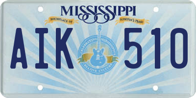 MS license plate AIK510