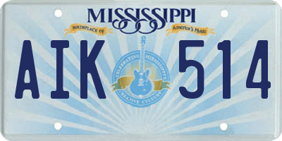 MS license plate AIK514