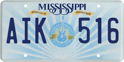 MS license plate AIK516