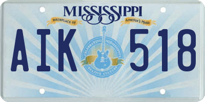 MS license plate AIK518