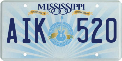 MS license plate AIK520